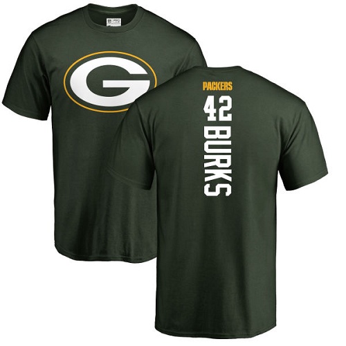 Men Green Bay Packers Green #42 Burks Oren Backer Nike NFL T Shirt